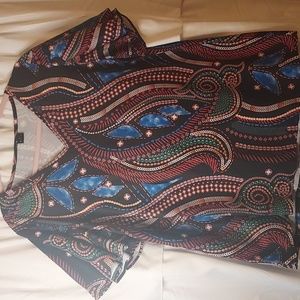 BABEIYXM Flounce Sleeve Jewel Print Blouse